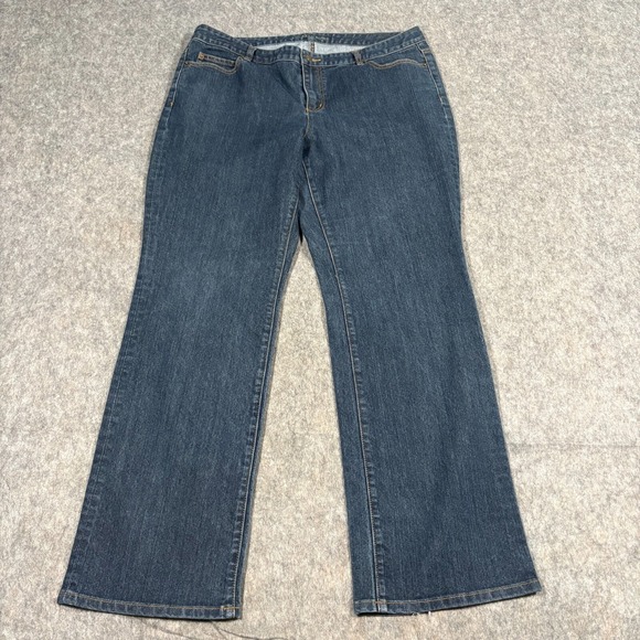 Michael Kors Women's Bootcut Jeans Size 16W Blue Denim Dark Wash High Waist Pant - Picture 1 of 9